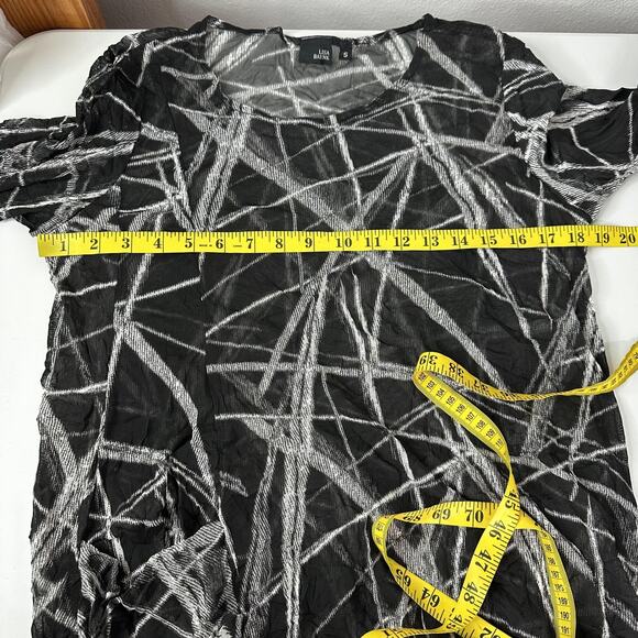 Lisa Bayne Dress Womens Small Black White Mesh Crinkle Geometric Sheer - Picture 7 of 9